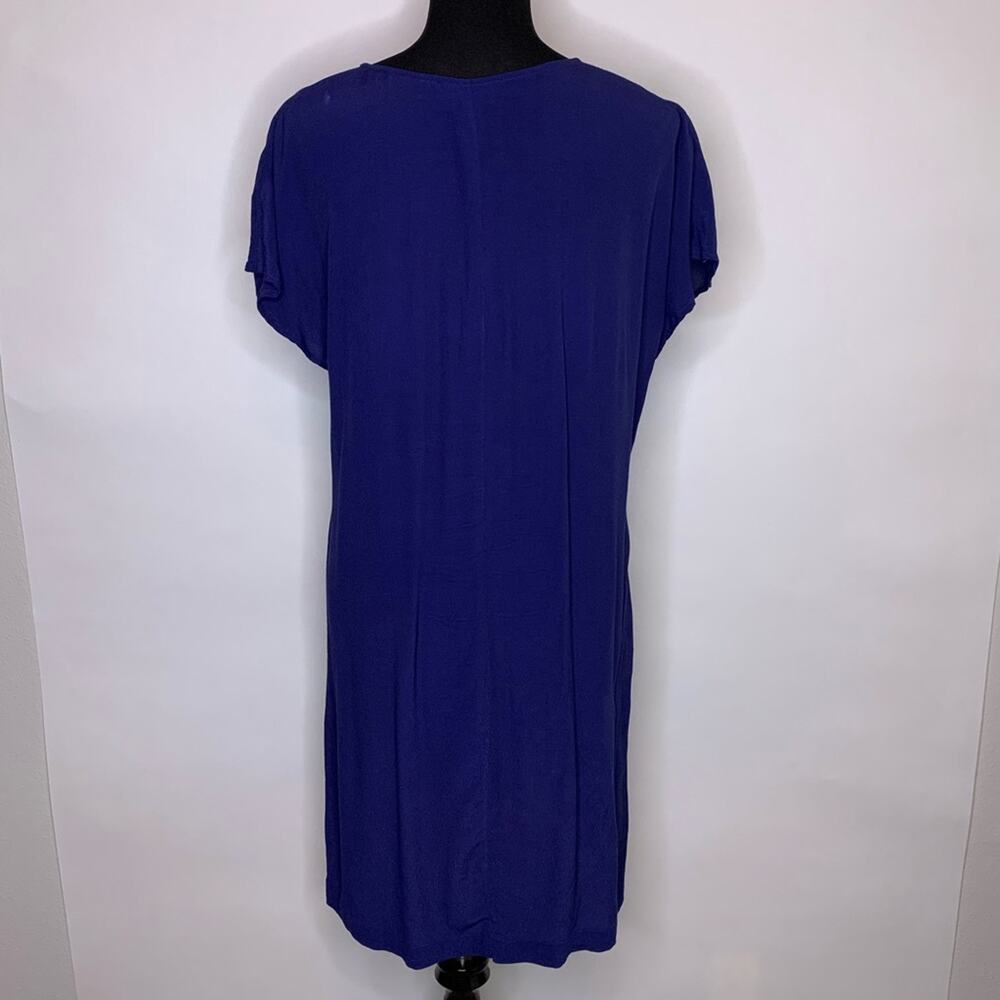Madewell navy blue v pleated neck shift dress size Medium - Picture 8 of 13
